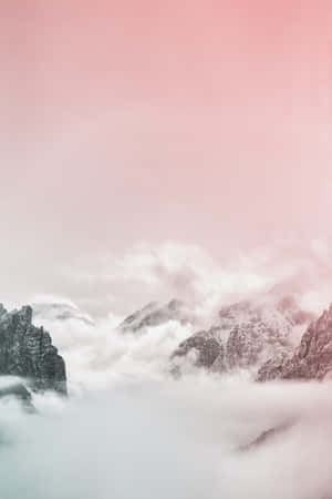 Pink Mountain Mist Winter Aesthetic.jpg Wallpaper