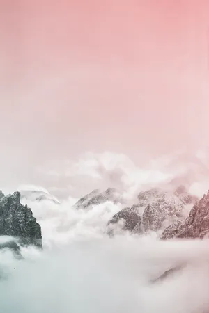 Pink Mountain Mist Winter Aesthetic.jpg Wallpaper