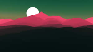Pink Mountains At Green Dusk Wallpaper