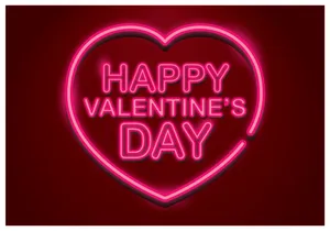 Pink Neon Cute Valentines Day Illustration Wallpaper