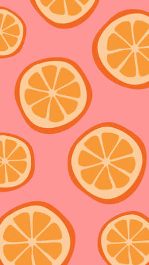 Pink Orange Citrus Pattern Wallpaper