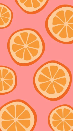 Pink Orange Citrus Pattern Wallpaper