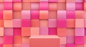 Pink Orange Gradient Cubes Background Wallpaper