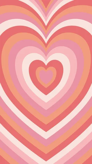 Pink Orange Heart Pattern Wallpaper