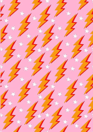 Pink Orange Lightning Star Pattern Wallpaper