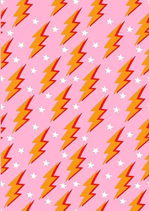 Pink Orange Lightning Star Pattern Wallpaper