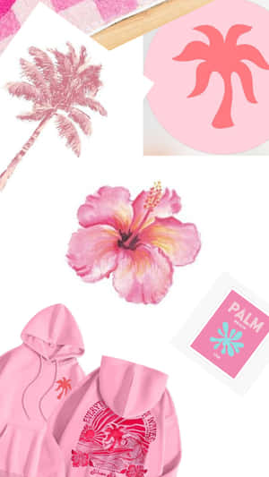 Pink Palm Puff Collection Wallpaper