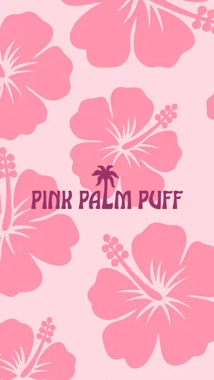 Pink Palm Puff Floral Design Wallpaper