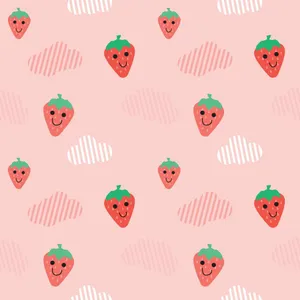 Pink Pastel Cute Strawberry Smiley Face Wallpaper