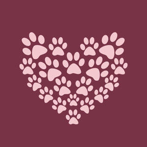 Pink Paw Print Heart Wallpaper