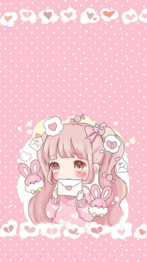 Pink Pfp Cute Girl With Envelope Wallpaper