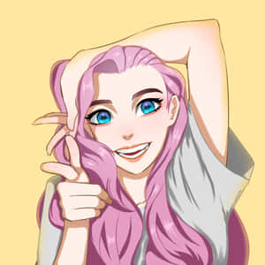 Pink Pfp Girl Posing Cartoon Wallpaper