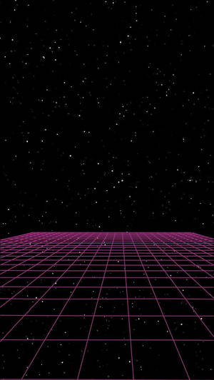 Pink Plane On Space Grid Aesthetic Wallpaper