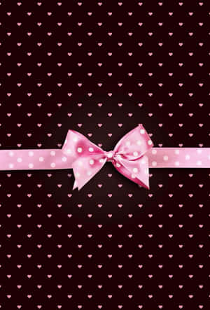 Pink Polka Dot Bowon Heart Pattern Background Wallpaper