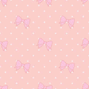 Pink Polka Dot Bows Pattern Wallpaper