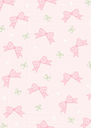 Pink Polka Dot Bows Pattern Wallpaper