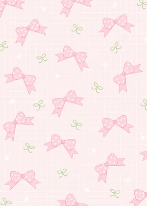 Pink Polka Dot Bows Pattern Wallpaper