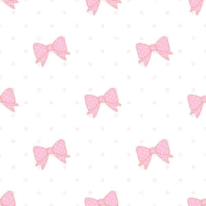 Pink Polka Dot Bows Pattern Wallpaper