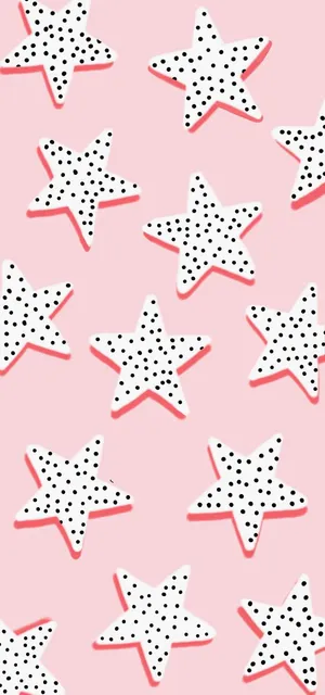 Pink Polka Dot Stars Pattern Wallpaper