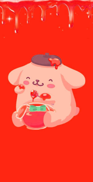 Pink Pompompurin On Red Hd Wallpaper