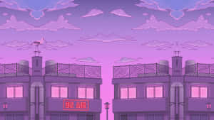 Pink Purple Aesthetic Rooftop Scene Wallpaper