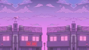 Pink Purple Aesthetic Rooftop Scene Wallpaper