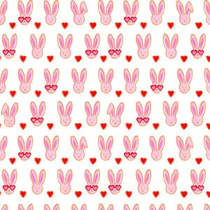 Pink Rabbitsand Hearts Pattern Wallpaper