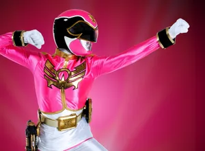 Pink Ranger Pose Powerful Hero Wallpaper