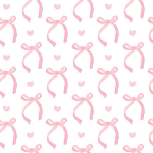 Pink Ribbonand Hearts Pattern Wallpaper