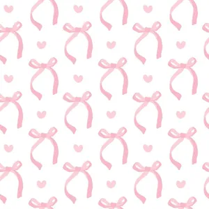 Pink Ribbonand Hearts Pattern Wallpaper