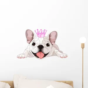 Pink Royal Princess French Bulldog Wall Decal Wallpaper