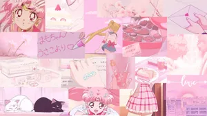 Pink Sailor Moon Aesthetic Collage Wallpaper