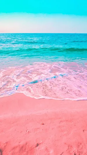 Pink Sand Beach Summer Aesthetic Wallpaper