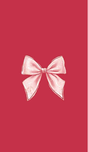 Pink Satin Bowon Red Background Wallpaper