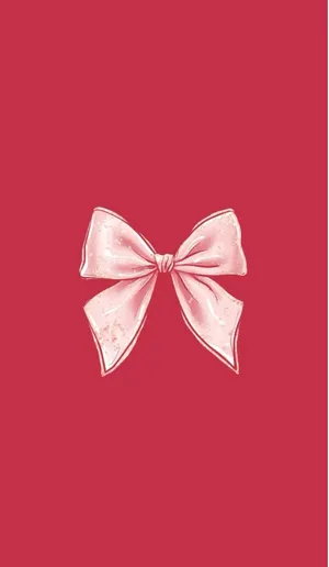Pink Satin Bowon Red Background Wallpaper