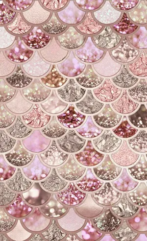 Pink Scallop Pattern Mermaid Glitters Wallpaper