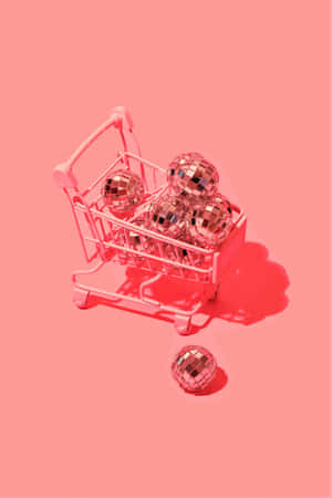 Pink Shopping Cart Disco Balls Wallpaper