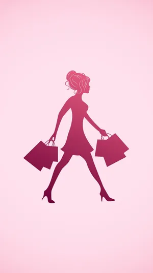 Pink Shopping Vector Art Wallpaper