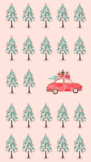 Pink Simple Christmas Illustration Wallpaper
