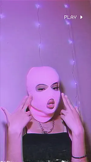 Pink Ski Mask Glitch Aesthetic Wallpaper
