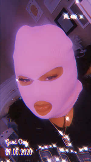 Pink Ski Mask Glitter Filter Aesthetic.jpg Wallpaper