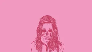 Pink Skull Aesthetic Woman Wallpaper
