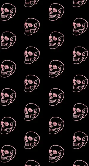 Pink Skull Pattern Goth Aesthetic Wallpaper
