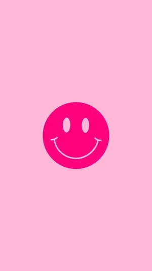 Pink Smiley Face Simple Background Wallpaper