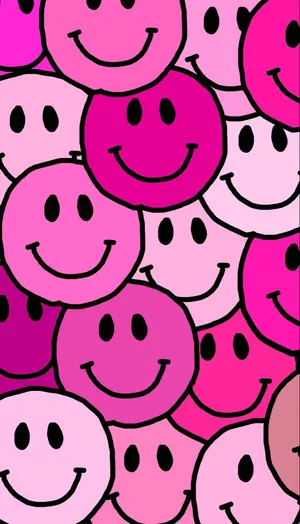 Pink Smiley Faces Pattern Wallpaper
