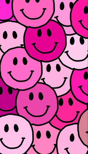 Pink Smiley Faces Pattern Wallpaper