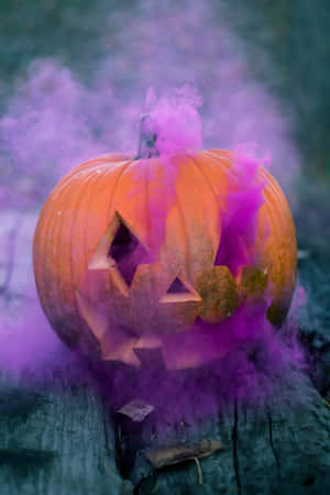 Pink Smoke Halloween Pumpkin Wallpaper