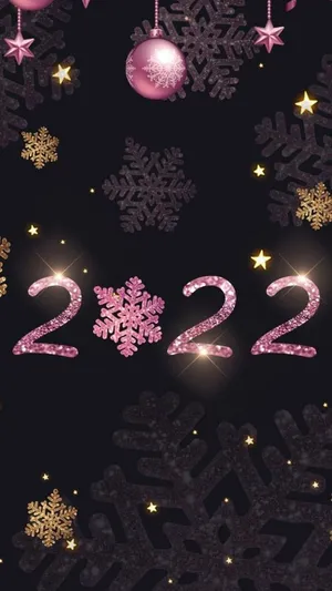 Pink Snowflake New Year 2022 Wallpaper