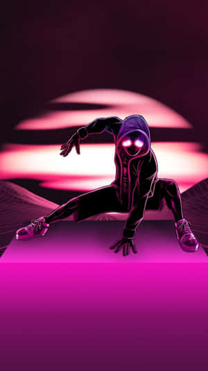 Pink Spider Man Neon Style Wallpaper