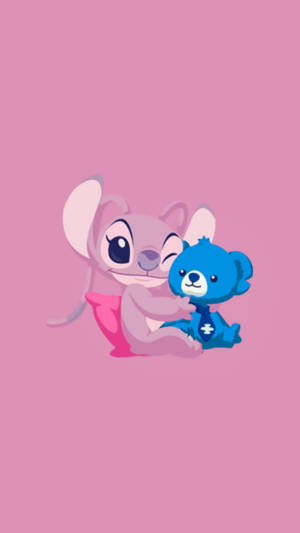 Pink Stitch With Bear Wallpaper